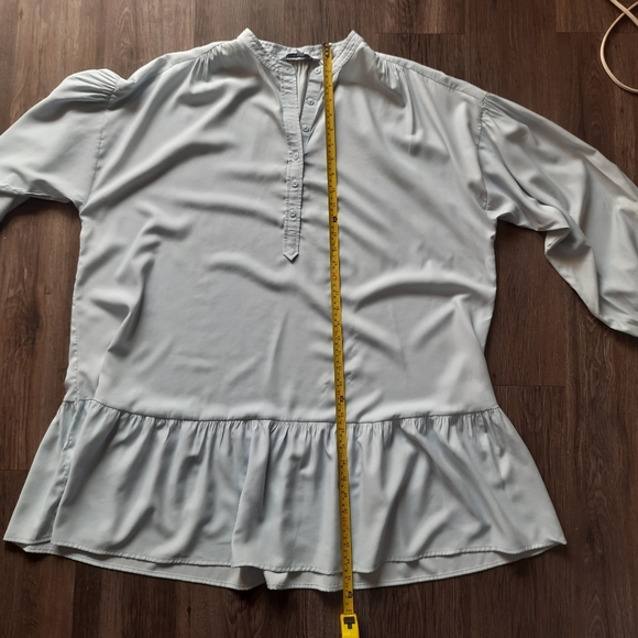 Elizabeth and James Collarless Shirt Dress Blue XL - Picture 9 of 16